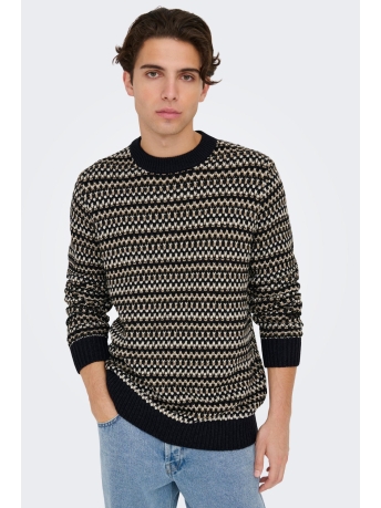 Only & Sons Trui ONSMUSA REG 3 STRUC CREW KNIT 22027268 Dark Navy