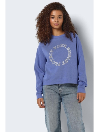 Noisy may Trui NMALDEN L/S RAGLAN SWEAT JRS 27029836 BLEACHED DEMIM/EMERGY