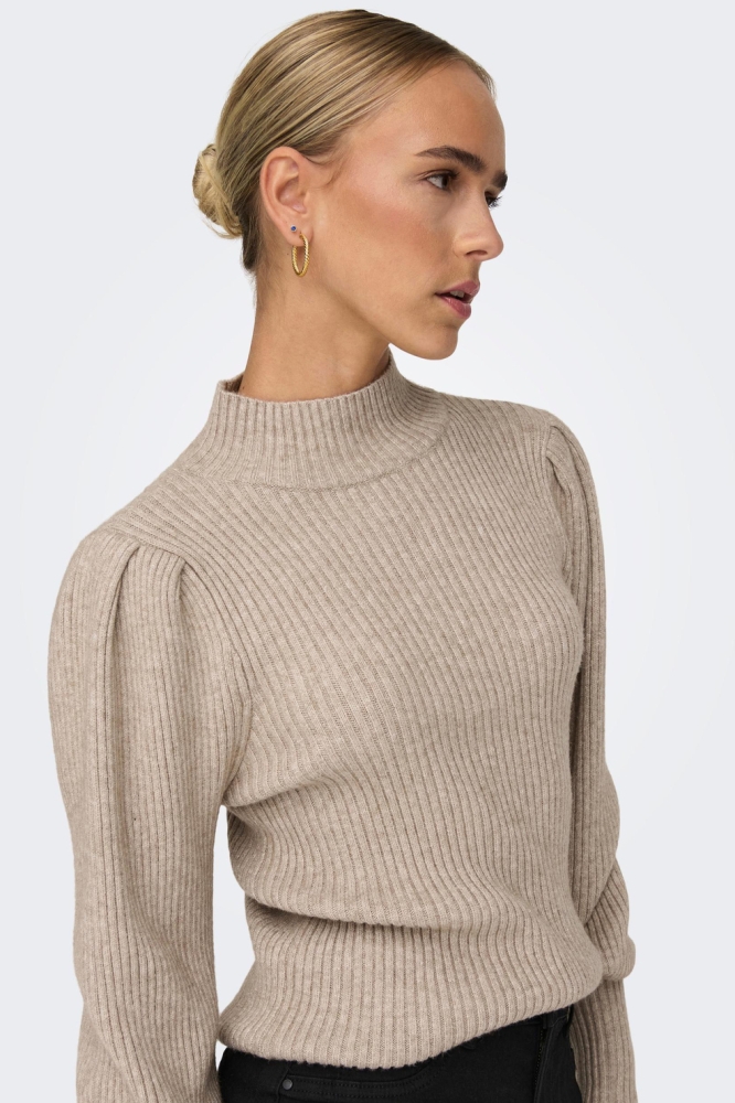 ONLKATIA L/S HIGHNECK PULLOVER KNT 15232494 MOCHA MERINGUE