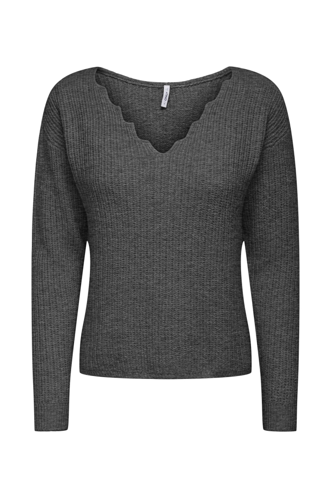 ONLGABRIEL LIFE L/S REVERS VNECK CC 15297168 DARK GREY MELANGE