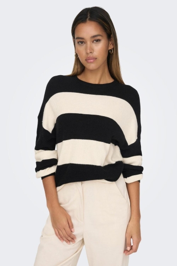 Only Trui ONLATIA L/S STRIPE PULLOVER KNT NOO 15220044 Black/Whitecap G