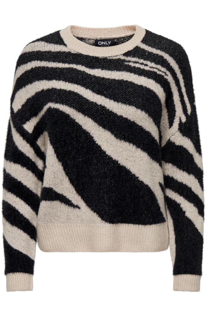 ONLGIANNA L/S JQ O-NECK CC KNT 15294536 BLACK/PUMICE STONE