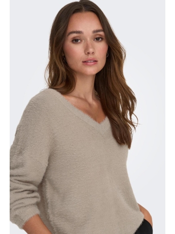 Jacqueline de Yong Trui JDYJOLA L/S V-NECK PULLOVER KNT 15293658 SIMPLY TAUPE