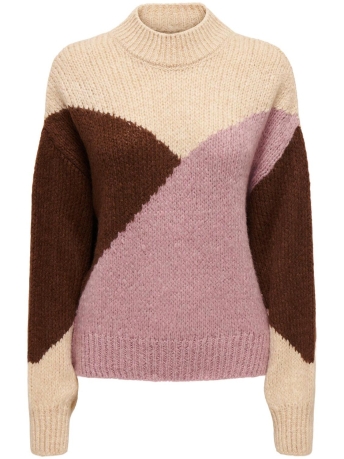 Jacqueline de Yong Trui JDYKILIAN L/S PULLOVER KNT 15266156 TAPIOCA/COLORBLOCK