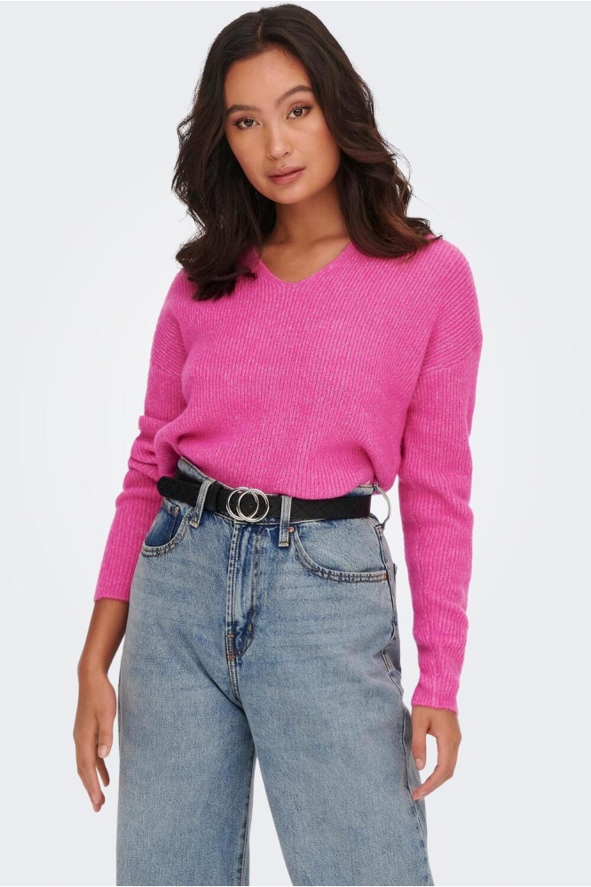 ONLCAMILLA V-NECK L/S PULLOVER KNT 15204588 Strawberry Moon/MELANGE