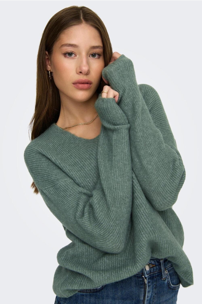 ONLCAMILLA V-NECK L/S PULLOVER KNT 15204588 LAUREL WREATH