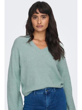 Only Trui ONLKATIA LS LOOSE RIB V-NECK CC KNT 15294086 HARBOR GRAY
