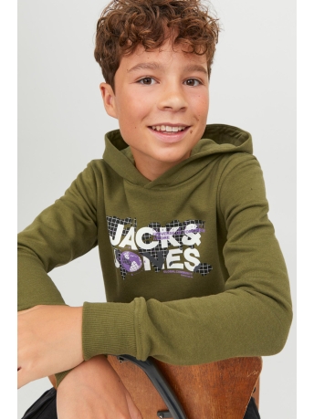 Jack & Jones Junior Trui JCODUST SWEAT HOOD SN JNR 12241029 Olive Branche