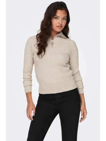 Jacqueline de Yong Trui JDYMAGDA L/S ZIP NECK PULLOVER KNT 15300681 CEMENT