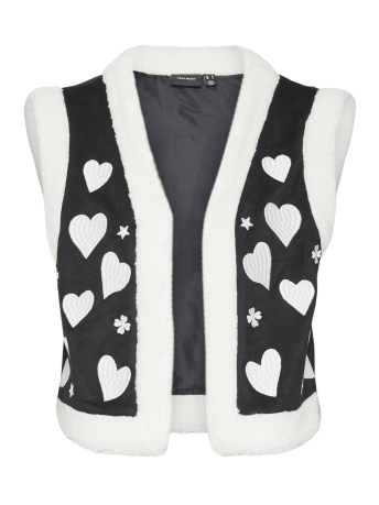Vero Moda Vest VMHEART VEST 10307680 Black/WHITE HEAR