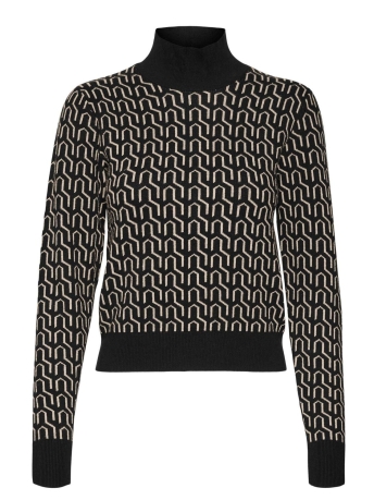 Vero Moda Trui VMGOLDNEEDLEART LS HIGHNECK PULLOVE 10304004 BLACK