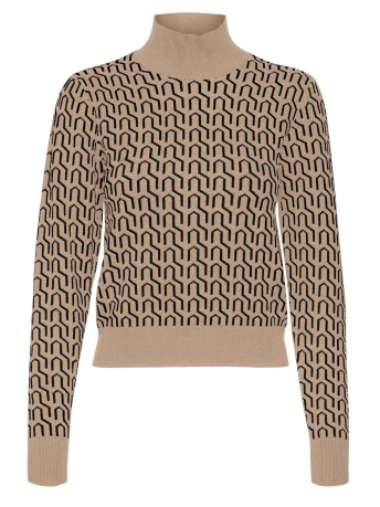 Vero Moda Trui VMGOLDNEEDLEART LS HIGHNECK PULLOVE 10304004 NOMAD