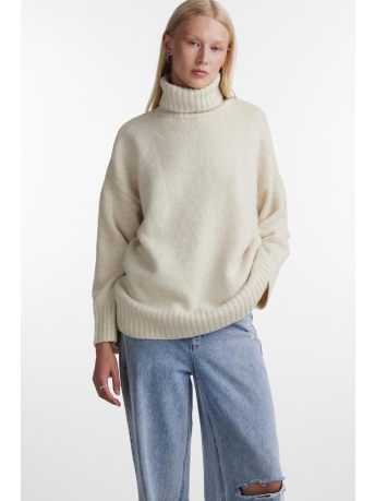 Pieces Trui PCNANCY LS LOOSE ROLL NECK KNIT NOO 17139848 BIRCH