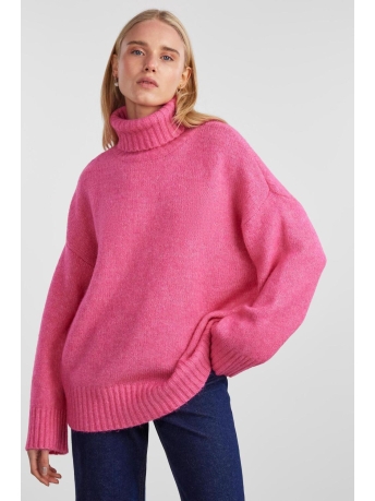 Pieces Trui PCNANCY LS LOOSE ROLL NECK KNIT NOO 17139848 Shocking Pink