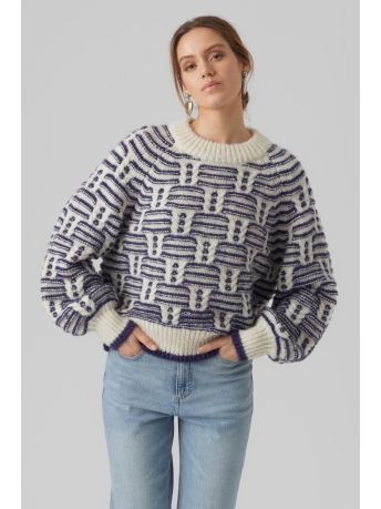 Vero Moda Trui VMSOLANGE LS O-NECK PULLOVER GA 10294698 Birch/W. ASTRAL