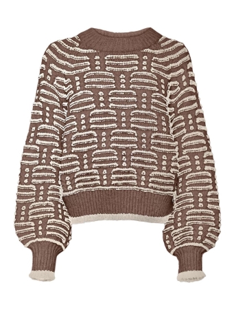 Vero Moda Trui VMSOLANGE LS O-NECK PULLOVER GA 10294698 BROWN LENT