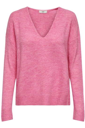 Jacqueline de Yong Trui JDYELANORA L/S V-NECK PULLO. KNT NO 15207823 Pink Cosmos