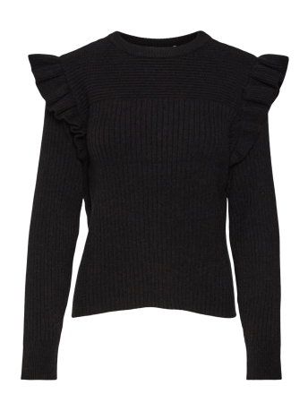 Vero Moda Trui VMEMILIA LS O-NECK FRILL PULLOVER E 10303192 BLACK