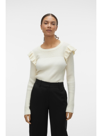 Vero Moda Trui VMEMILIA LS O-NECK FRILL PULLOVER E 10303192 BIRCH