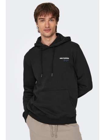 Only & Sons Trui ONSBRETT REG LOGO SWT HOODIE 22027855 Black