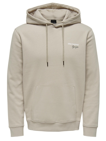 Only & Sons Trui ONSBRETT REG LOGO SWT HOODIE 22027855 Silver Lining