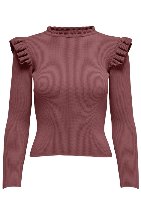 onlsia sally ruffle ls pullover knt 15262455 only trui rose brown