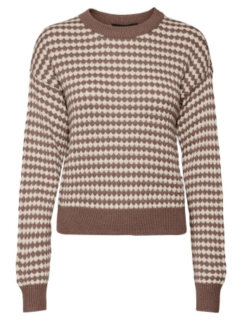 Vero Moda Trui VMGABI LS O-NECK PULLOVER GA BF 10291149 BROWN LENTIL/W. BIRCH