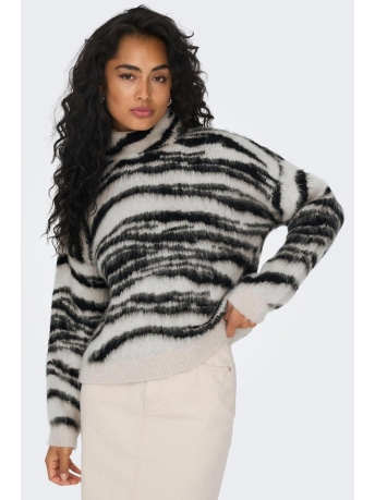 Only Trui ONLWILD LS JQ HIGHNECK CC KNT 15294730 Moonbeam/Black