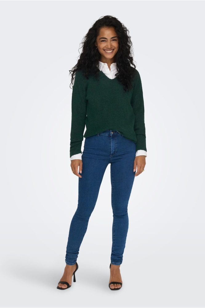 Only groene dames trui | Model vooraanzicht
