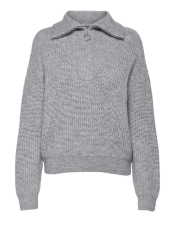 Only Trui ONLBAKER L/S ZIP PULLOVER KNT NOOS 15247008 Light grey Melange