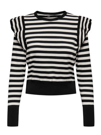 Only Trui ONLKELCI L/S STRIPE PULLOVER KNT NO 15265528 BLACK/PUMICE