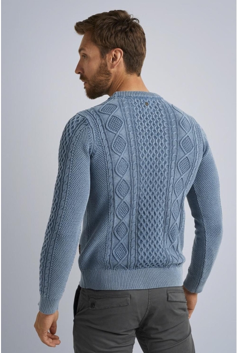PME legend r-neck garment dye cable knit