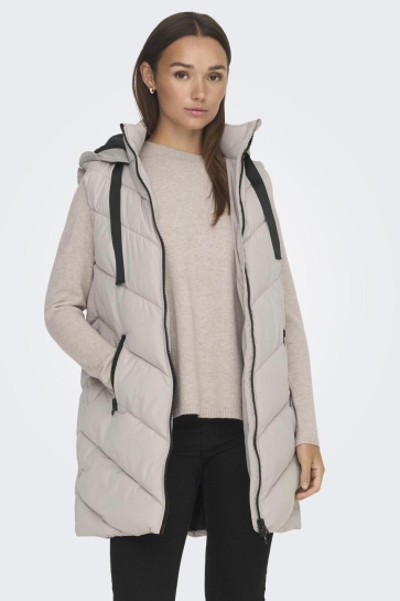 Jacqueline de Yong Jas JDYSKYLAR PADDED HOOD WAISTCOAT OTW 15220630 CHATEAU GRAY/BLACK