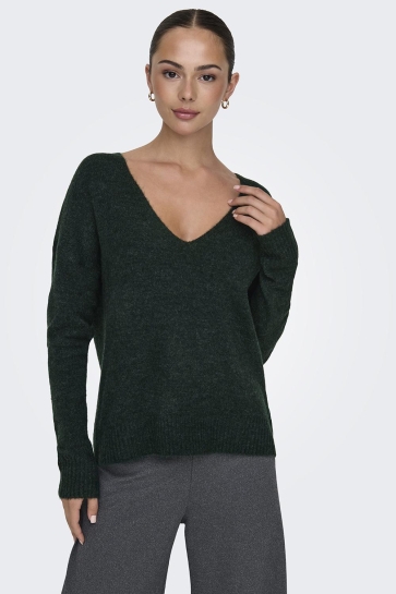Jacqueline de Yong Trui JDYELANORA L/S V-NECK PULLO. KNT NO 15207823 Scarab
