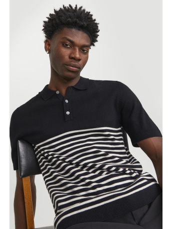 Jack & Jones Polo JJEEMIL KNIT POLO S/S SN 12248819 BLACK/CLOUD DANCER