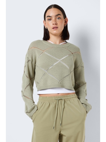 Noisy may Trui NMJUNE L/S O-NECK CROP KNIT NOOS 27026101 Desert Sage