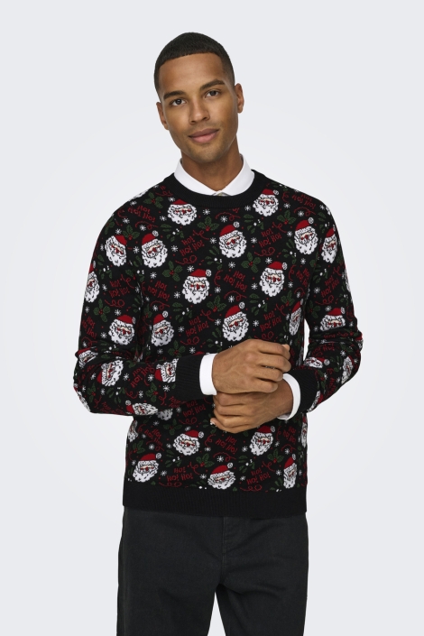 Only & Sons zwarte heren trui | Model vooraanzicht