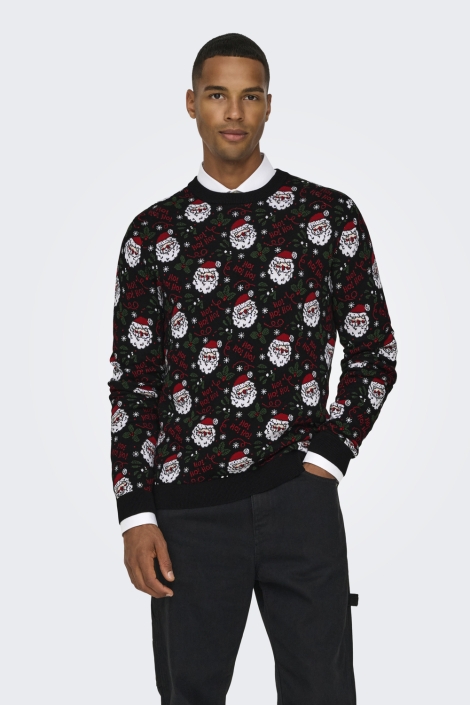 Only & Sons zwarte heren trui | Model vooraanzicht