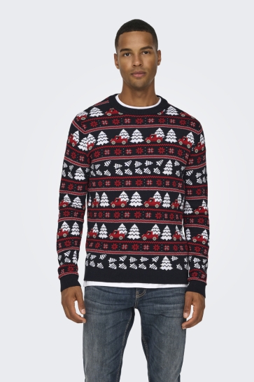 Only & Sons ONSXMAS REG 5 JAQ CREW KNIT 22031174 Dark Navy