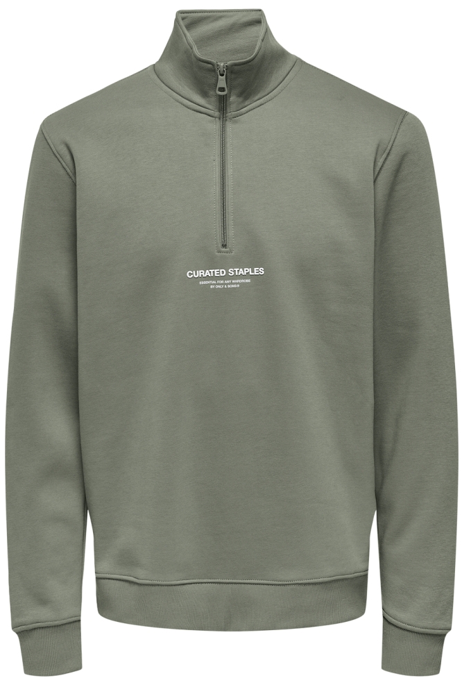 Only & Sons groene heren sweater | Vooraanzicht