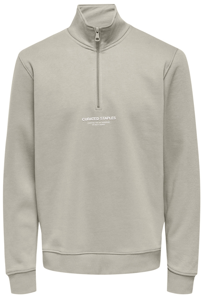 Only & Sons beige heren sweater | Vooraanzicht