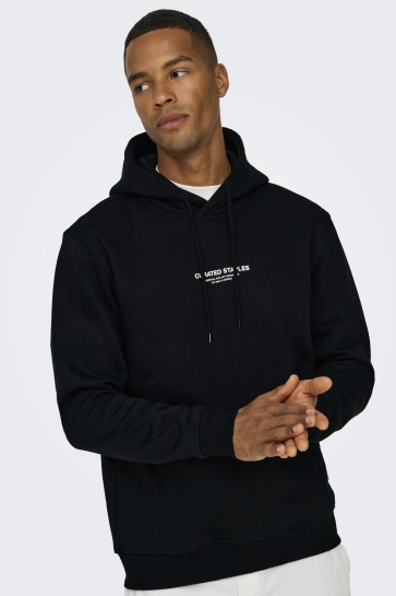 Only & Sons ONSCURATED REG HOODIE SWEAT 22030921 Black