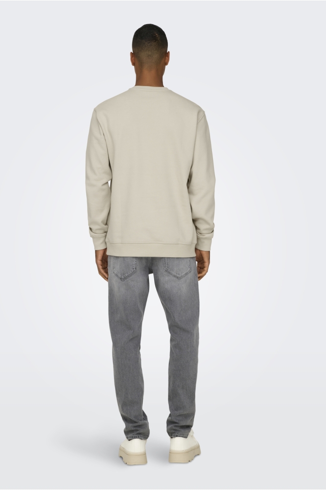 Only & Sons beige heren trui | Model achteraanzicht