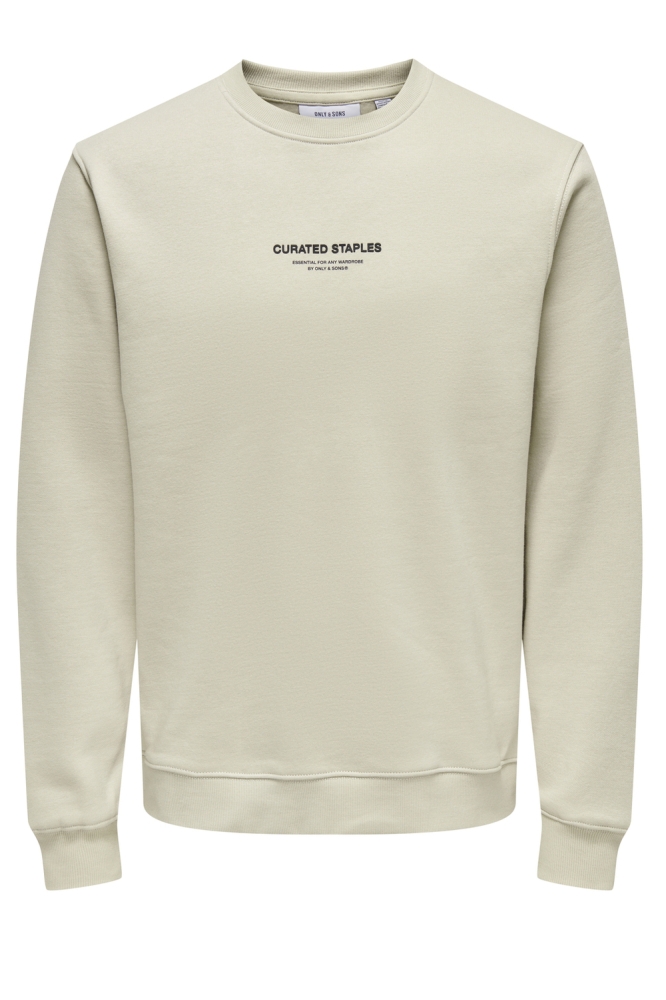 Only & Sons beige heren trui | Vooraanzicht