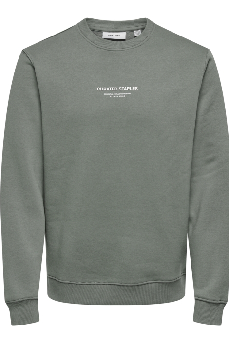 Only & Sons groene heren sweater | Vooraanzicht