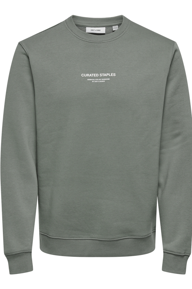 Only & Sons groene heren sweater | Vooraanzicht