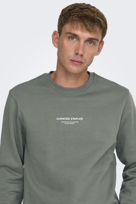 Only & Sons groene heren sweater | Close up