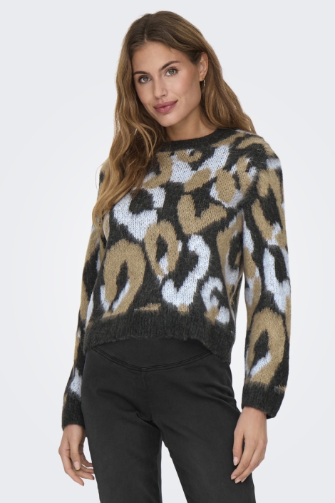 Only multi color dames trui | Model vooraanzicht