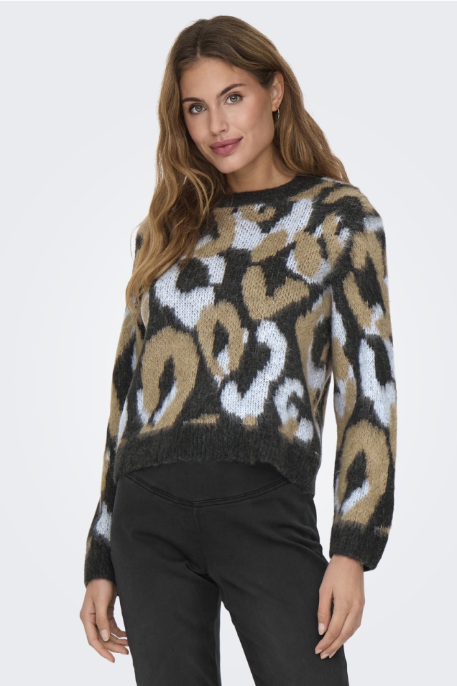 Only multi color dames trui | Model vooraanzicht