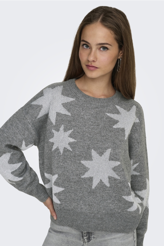 Only grijze dames trui | Model vooraanzicht